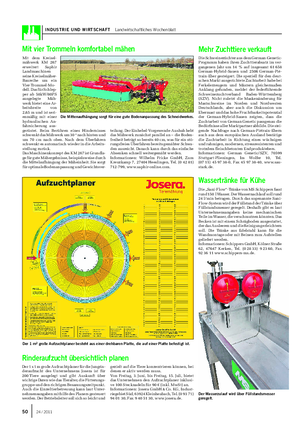 INDUSTRIE UND WIRTSCHAFT Landwirtschaftliches Wochenblatt Mit dem Kreisel- mähwerk KM 267 erweitert Saphir Landmaschinen seine Kreiselmäher- Baureihe um ein Vier-Trommel-Mo- dell.