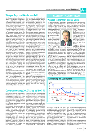 Landwirtschaftliches Wochenblatt MARKTÜBERSICHT 4927 / 2011 Die deutlich geringere Teilnehmer- zahl prägte den zweiten Börsenter- min 2011.