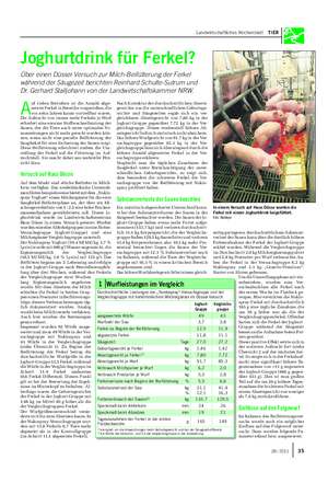 Landwirtschaftliches Wochenblatt TIER Joghurtdrink für Ferkel?