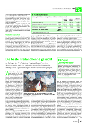 Landwirtschaftliches Wochenblatt TIER Die beste Freilandhenne gesucht Im Rahmen des EU-Projektes „LowInputBreeds“ suchen Wissenschaftler nach der optimalen Henne für die extensive Haltung.