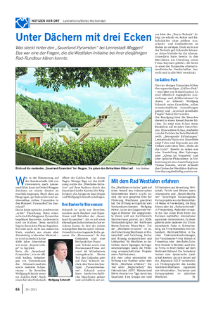 NOTIZEN VOR ORT Landwirtschaftliches Wochenblatt Unter Dächern mit drei Ecken Was steckt hinter den „Sauerland-Pyramiden“ bei Lennestadt-Meggen?
