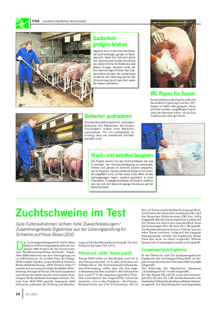 TIER Landwirtschaftliches Wochenblatt Sauberkeit großgeschrieben Hygiene wird in den Sommermona- ten noch wichtiger, gerade im Deck- zentrum.