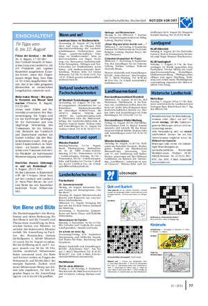 Landwirtschaftliches Wochenblatt NOTIZEN VOR ORT 7731 / 2011 Wann und wo?