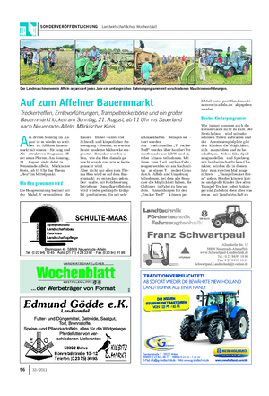 SONDERVERÖFFENTLICHUNG Landwirtschaftliches Wochenblatt A m dritten Sonntag im Au- gust ist es wieder so weit: Der 18.