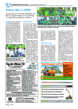 Sonderveröffentlichung  Landwirtschaftliches Wochenblatt 72 36 / 2011 B ereits zum 1.