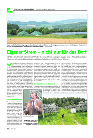 TECHNIK UND NEUE ENERGIE Landwirtschaftliches Wochenblatt W endlinghausen liegt landschaftlich sehr schön am Naturpark Teutoburger Wald/ Eggegebirge.