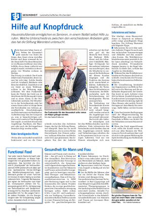 GESUNDHEIT Landwirtschaftliches Wochenblatt V iele Senioren leben heute al- lein.