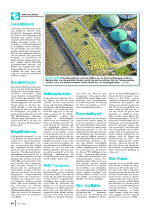 BILD DER WOCHE: Wie Spielzeugtrecker sehen die Traktoren aus, die bei dieser Biogasanlage in Hamm- Wambeln dabei sind, den geernteten Silomais zu schichten und zu verdichten.