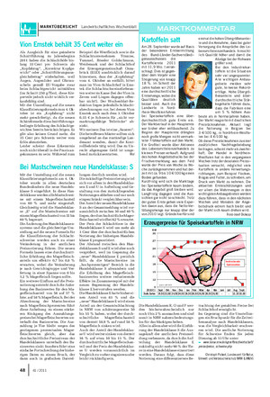 MARKTÜBERSICHT Landwirtschaftliches Wochenblatt 48 41 / 2011 Am 28.