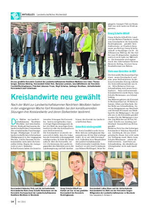 AKTUELLES Landwirtschaftliches Wochenblatt D ie Wahlen zur Landwirt- schaftskammer Nordrhein- Westfalen sind entschieden.