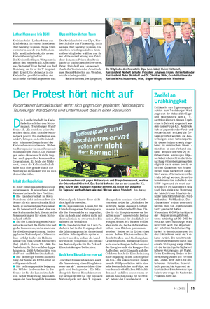 Landwirtschaftliches Wochenblatt AKTUELLES D ie Landwirtschaft im Kreis Paderborn lehnt den Natio- nalpark Teutoburger Wald/ Senne ab.