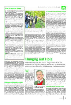 Landwirtschaftliches Wochenblatt WALDBAUER drohter Tier- und Pflanzenarten europaweit Wildnisgebiete auszuweisen.