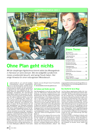 AGRITECHNICA 2011 Landwirtschaftliches Wochenblatt Unsere Themen Agritechnica: Ohne Plan geht nichts .