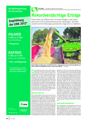 PFLANZE Landwirtschaftliches Wochenblatt www.