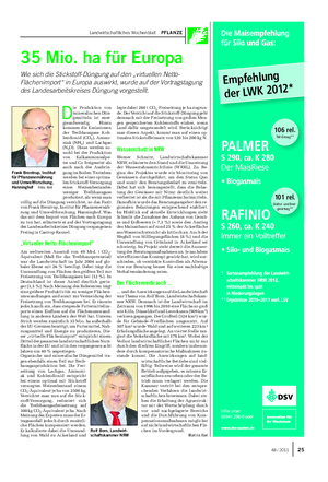 Landwirtschaftliches Wochenblatt PFLANZE Empfehlung der LWK 2012* 106 rel.