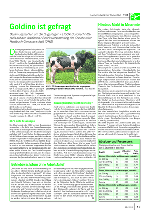 Landwirtschaftliches Wochenblatt TIER D as vergangene Geschäftsjahr ist für die Rinderzüchter zufriedenstel- lend gelaufen.
