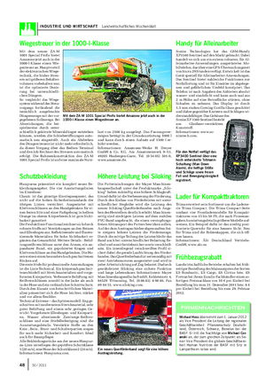 INDUSTRIE UND WIRTSCHAFT Landwirtschaftliches Wochenblatt Mit dem neuen ZA-M 1001 Special Profis bietet Amazone jetzt auch in der 1000-l-Klasse einen Wie- gestreuer an.