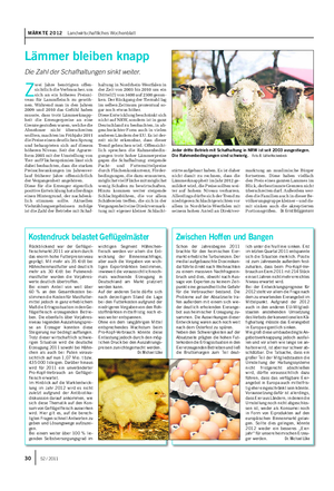 MÄRKTE 2012 Landwirtschaftliches Wochenblatt Z wei Jahre benötigten offen- sichtlich die Verbraucher, um sich an ein höheres Preisni- veau für Lammfleisch zu gewöh- nen.