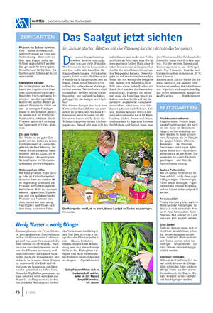 GARTEN Landwirtschaftliches Wochenblatt Das Saatgut jetzt sichten Im Januar starten Gärtner mit der Planung für die nächste Gartensaison.