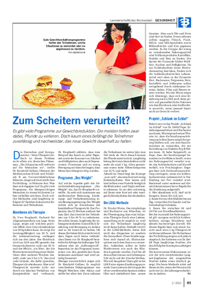 Landwirtschaftliches Wochenblatt GESUNDHEIT D ie Deutschen sind Europa- meister – beim Übergewicht.