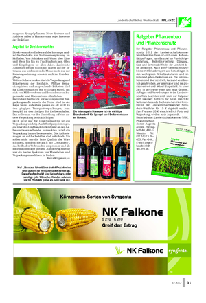 Landwirtschaftliches Wochenblatt PFLANZE Hof Löbke aus Ibbenbüren bietet Fruchtweine und -aufstriche mit Schmucketiketten an.