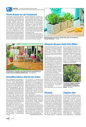 GARTEN Landwirtschaftliches Wochenblatt Frische Kräuter von der Fensterbank Supermärkte und Gartencenter bie- ten im Winter Kräutertöpfe für die Fensterbank an.