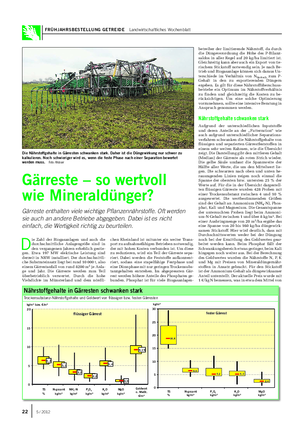FRÜHJAHRSBESTELLUNG GETREIDE Landwirtschaftliches Wochenblatt D ie Zahl der Biogasanlagen und auch die durchschnittliche Anlagengröße sind in den vergangenen Jahren erheblich gestie- gen.