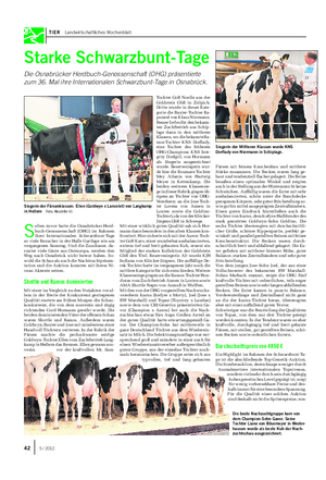TIER Landwirtschaftliches Wochenblatt Starke Schwarzbunt-Tage Die Osnabrücker Herdbuch-Genossenschaft (OHG) präsentierte zum 36.