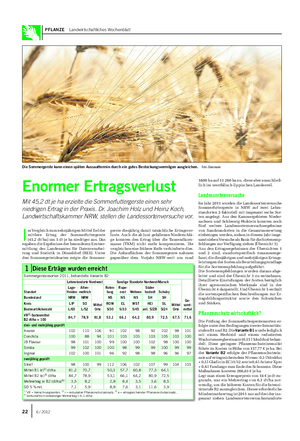PFLANZE Landwirtschaftliches Wochenblatt I m Vergleich zum zehnjährigen Mittel fiel der mittlere Ertrag der Sommerfuttergerste (45,2 dt/ha) um 5 dt je ha niedriger aus.