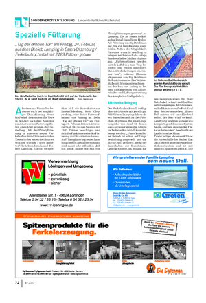 SONDERVERÖFFENTLICHUNG Landwirtschaftliches Wochenblatt 72 8 / 2012 A bsetzen und Umstallen be- deutet auch bei sorgfälti- ger Durchführung Stress für Ferkel.