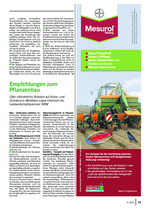  / 2012 339 / 2012 Landwirtschaftliches Wochenblatt  Pflanze empfehlungen zum  Pflanzenbau Über erforderliche Arbeiten auf Acker- und Grünland in Westfalen-Lippe informiert die Landwirtschaftskammer NRW.