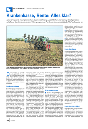 GELD UND RECHT Landwirtschaftliches Wochenblatt Krankenkasse, Rente: Alles klar?