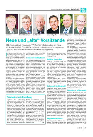 Landwirtschaftliches Wochenblatt AKTUELLES I m Kreisverband Coesfeld des Westfälisch-Lippischen Land- wirtschaftsverbandes (WLV) wurde ein Führungswechsel voll- zogen.