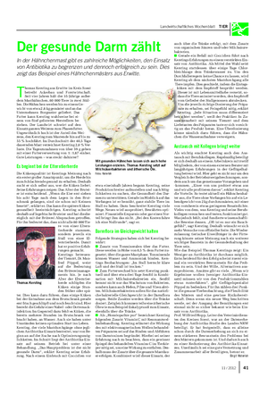 Landwirtschaftliches Wochenblatt TIER Der gesunde Darm zählt In der Hähnchenmast gibt es zahlreiche Möglichkeiten, den Einsatz von Antibiotika zu begrenzen und dennoch erfolgreich zu sein.