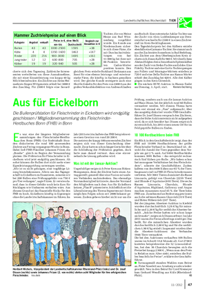 Landwirtschaftliches Wochenblatt TIER Aus für Eickelborn Die Bullenprüfstation für Fleischrinder in Eickelborn wird endgültig geschlossen / Mitgliederversammlung des Fleischrinder- Herdbuches Bonn (FHB) in Bonn cherte sich den Tagessieg.