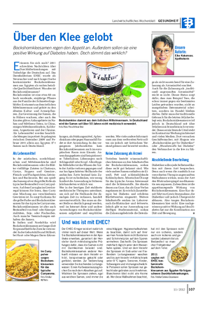 Landwirtschaftliches Wochenblatt GESUNDHEIT Über den Klee gelobt Bockshornkleesamen regen den Appetit an.