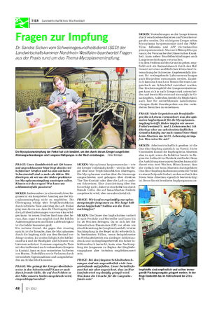 TIER Landwirtschaftliches Wochenblatt Fragen zur Impfung Dr.