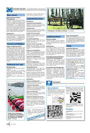 NOTIZEN VOR ORT Landwirtschaftliches Wochenblatt 100 12 / 2012 Weitere Infos,TicketsundKatalogeun- ter Tel.