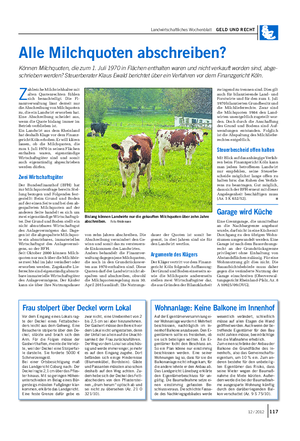 Landwirtschaftliches Wochenblatt GELD UND RECHT Alle Milchquoten abschreiben?