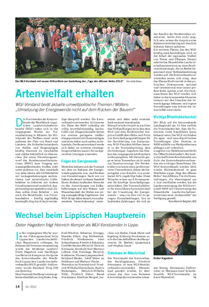 AKTUELLES Landwirtschaftliches Wochenblatt D ie Vorsitzenden der Kreisver- bände des Westfälisch-Lippi- schen Landwirtschaftsver- bandes (WLV) trafen sich in der vergangenen Woche zur Vor- standssitzung in Münster.