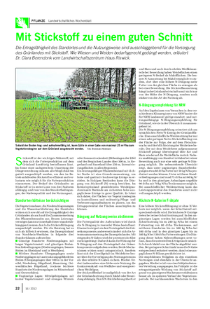 PFLANZE Landwirtschaftliches Wochenblatt Mit Stickstoff zu einem guten Schnitt Die Ertragsfähigkeit des Standortes und die Nutzungsweise sind ausschlaggebend für die Versorgung des Grünlandes mit Stickstoff.