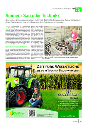 Landwirtschaftliches Wochenblatt TIER Ammen: Sau oder Technik?