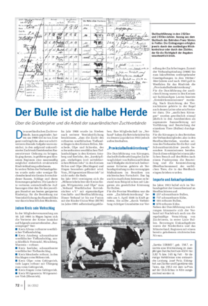 GESTERN UND HEUTE Landwirtschaftliches Wochenblatt D ie sauerländischen Zuchtver- bände, kaum gegründet, hat- ten um 1900 viel zu tun.