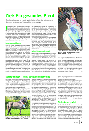 Ziel: Ein gesundes Pferd Eine Pferdemesse im niedersächsischen Oldenburg informierte Besitzer rund um das Thema Pferdegesundheit.