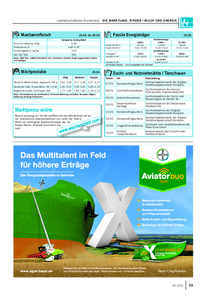 Landwirtschaftliches Wochenblatt DIE MARKTLAGE: RINDER / MILCH UND ENERGIE 5918 / 2012 Milchprodukte 25.