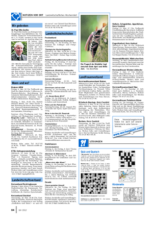 NOTIZEN VOR ORT Landwirtschaftliches Wochenblatt 84 18 / 2012 Wir gedenken Dr.