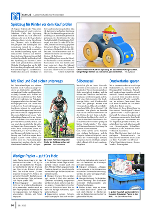 FAMILIE Landwirtschaftliches Wochenblatt Ob Puppe, Traktor oder Plüschtier: Die Spielzeugwelt birgt versteckte Gefahren.