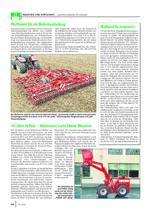 INDUSTRIE UND WIRTSCHAFT Landwirtschaftliches Wochenblatt Seit 40 Jahren ist der Weidemann-Hoftrac ein Begriff.