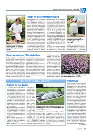 Landwirtschaftliches Wochenblatt GARTEN Ausgangsprodukt für die Anwen- dung „Effektiver Mikroorganismen“ ist die sogenannte Urlösung.