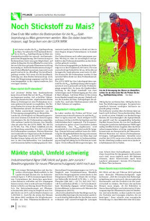 PFLANZE Landwirtschaftliches Wochenblatt J etzt startet wieder die Nmin-Spätbeprobung zuMais.
